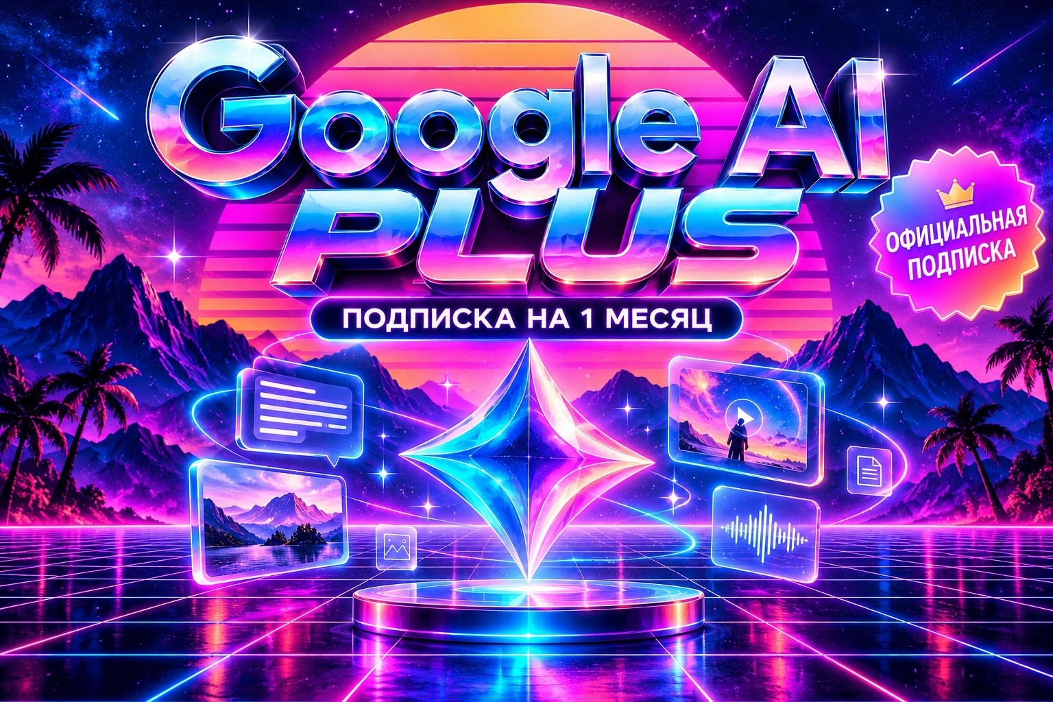 Google AI Plus (Gemini) на 1 месяц, официальная подписка