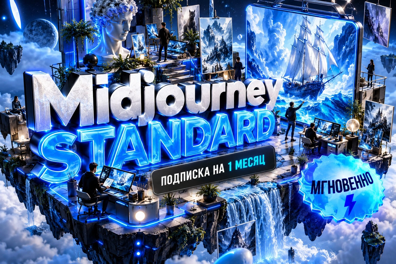 Midjourney Standard на 1 месяц, официальная подписка