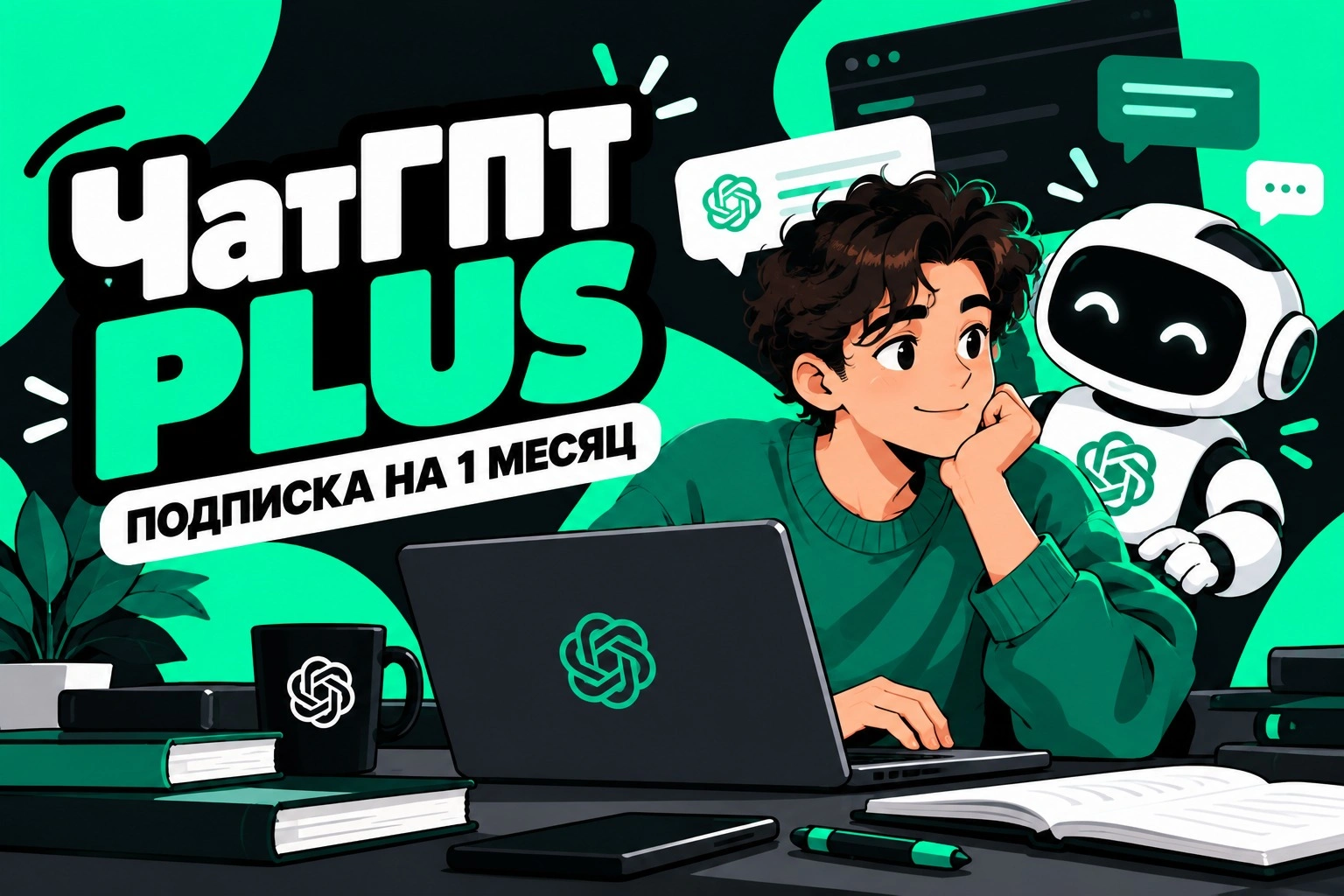ЧатГПТ Plus на 1 месяц, официальная подписка 