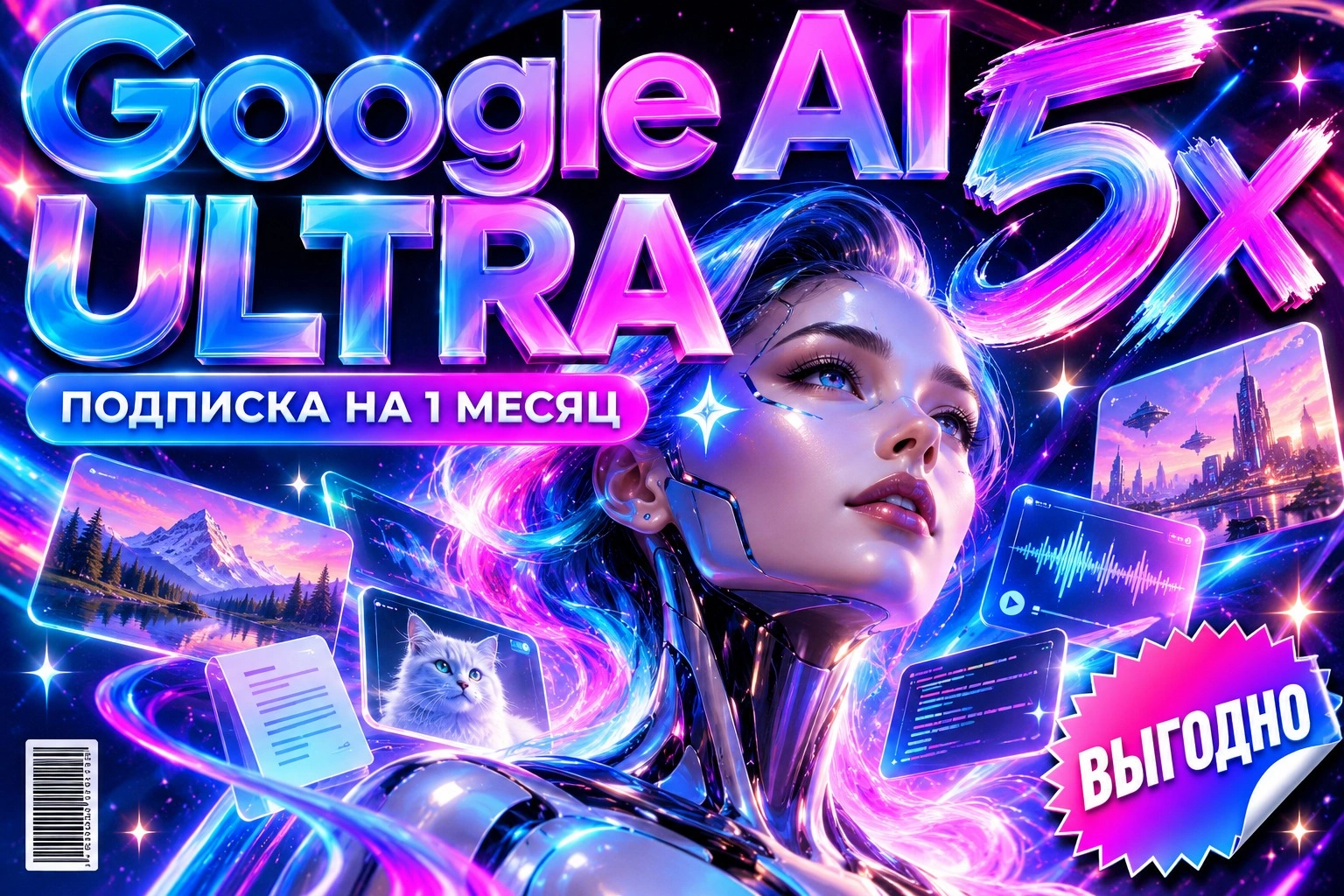 Google AI Ultra 5x (Gemini) на 1 месяц, официальная подписка