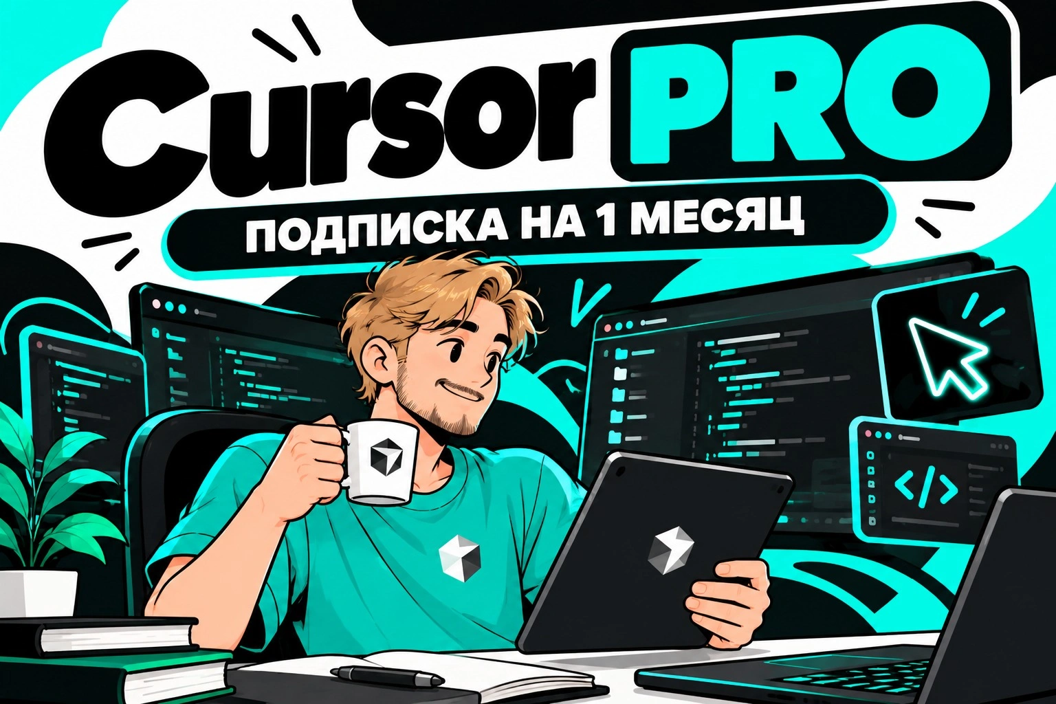 Cursor Pro на 1 месяц, официальная подписка