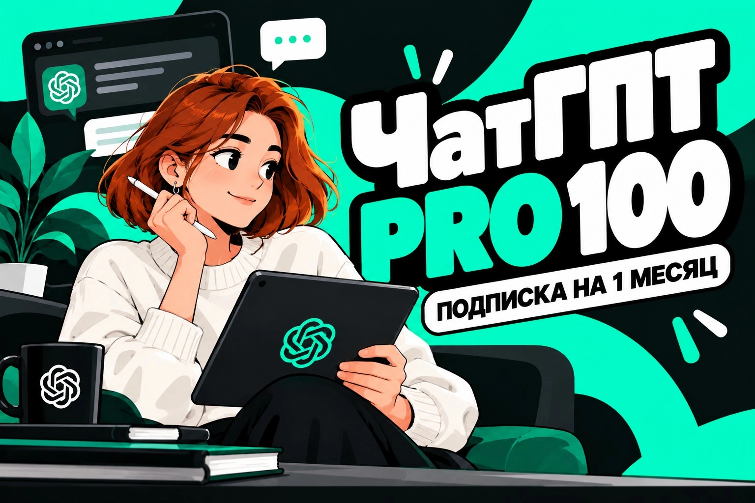 ЧатГПТ Pro 100 на 1 месяц, официальная подписка