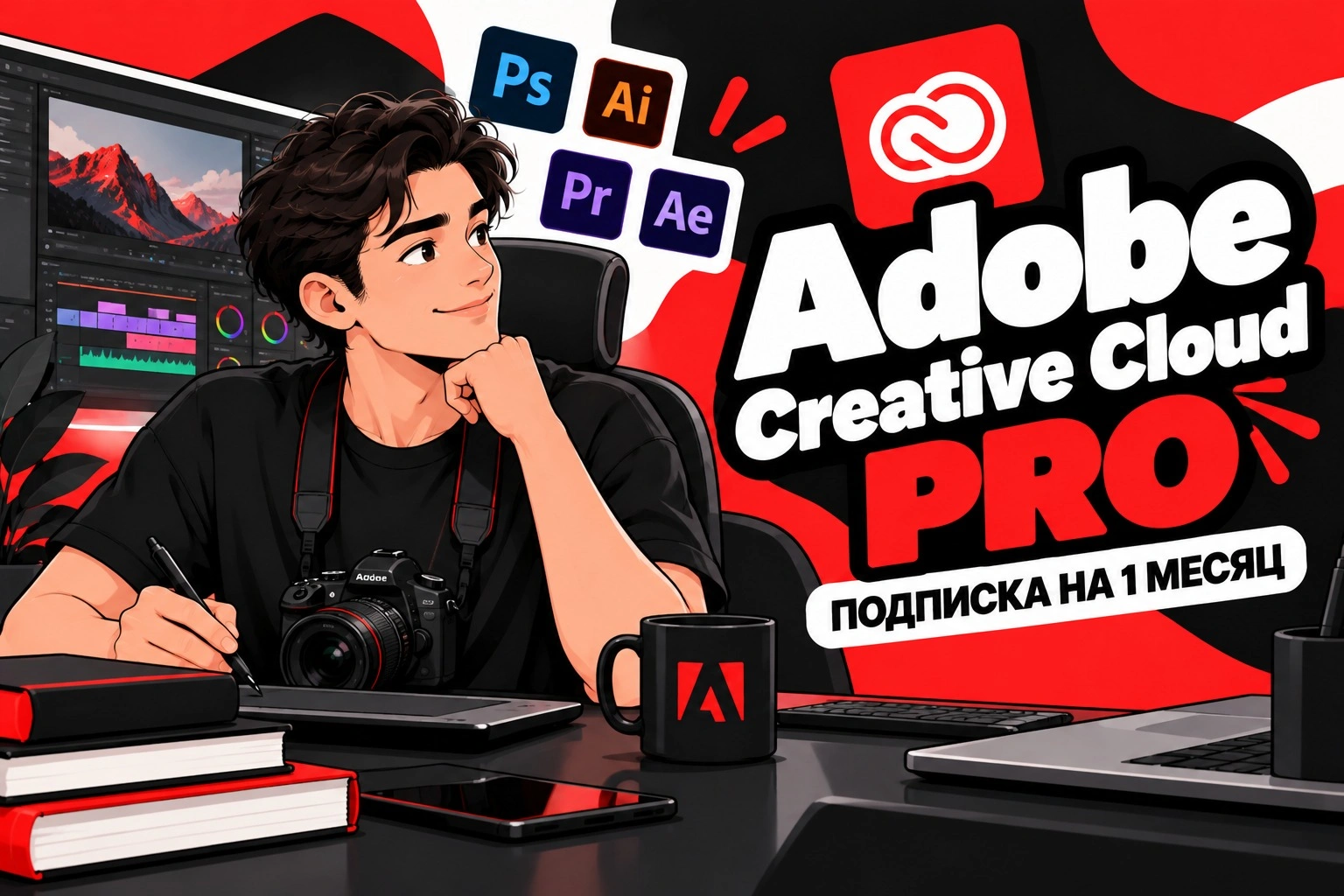 Adobe Creative Cloud Pro на 1 месяц, официальная подписка