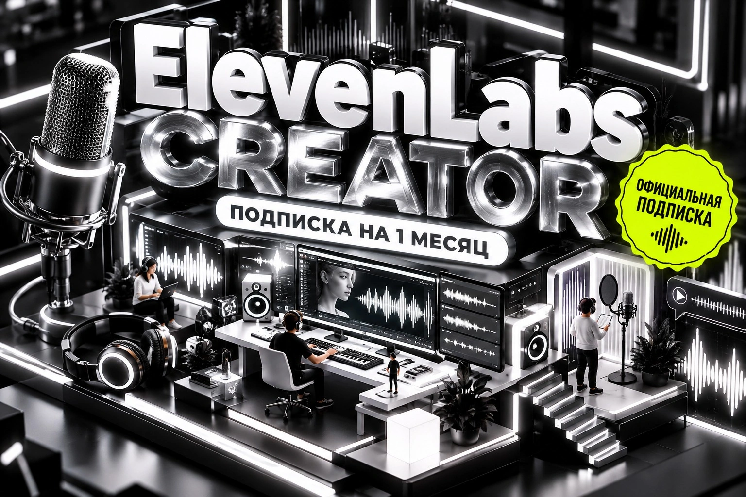 ElevenLabs Creator на 1 месяц, официальная подписка