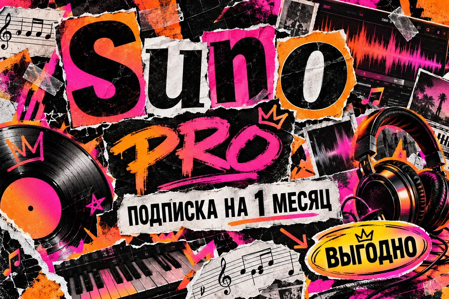 Suno Pro на 1 месяц, официальная подписка