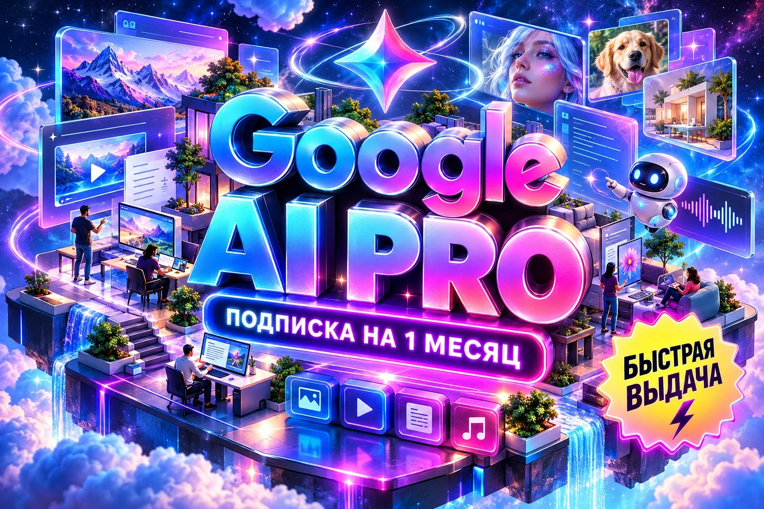 Google AI Pro (Gemini) на 1 месяц, официальная подписка